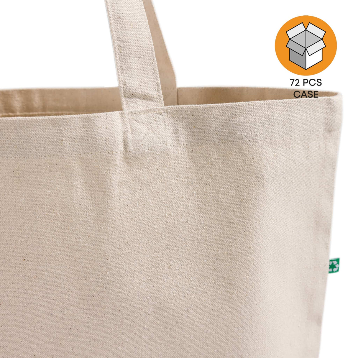 72 ct Large Recycled Cotton Canvas Tote Bags w/Gusset - By Case