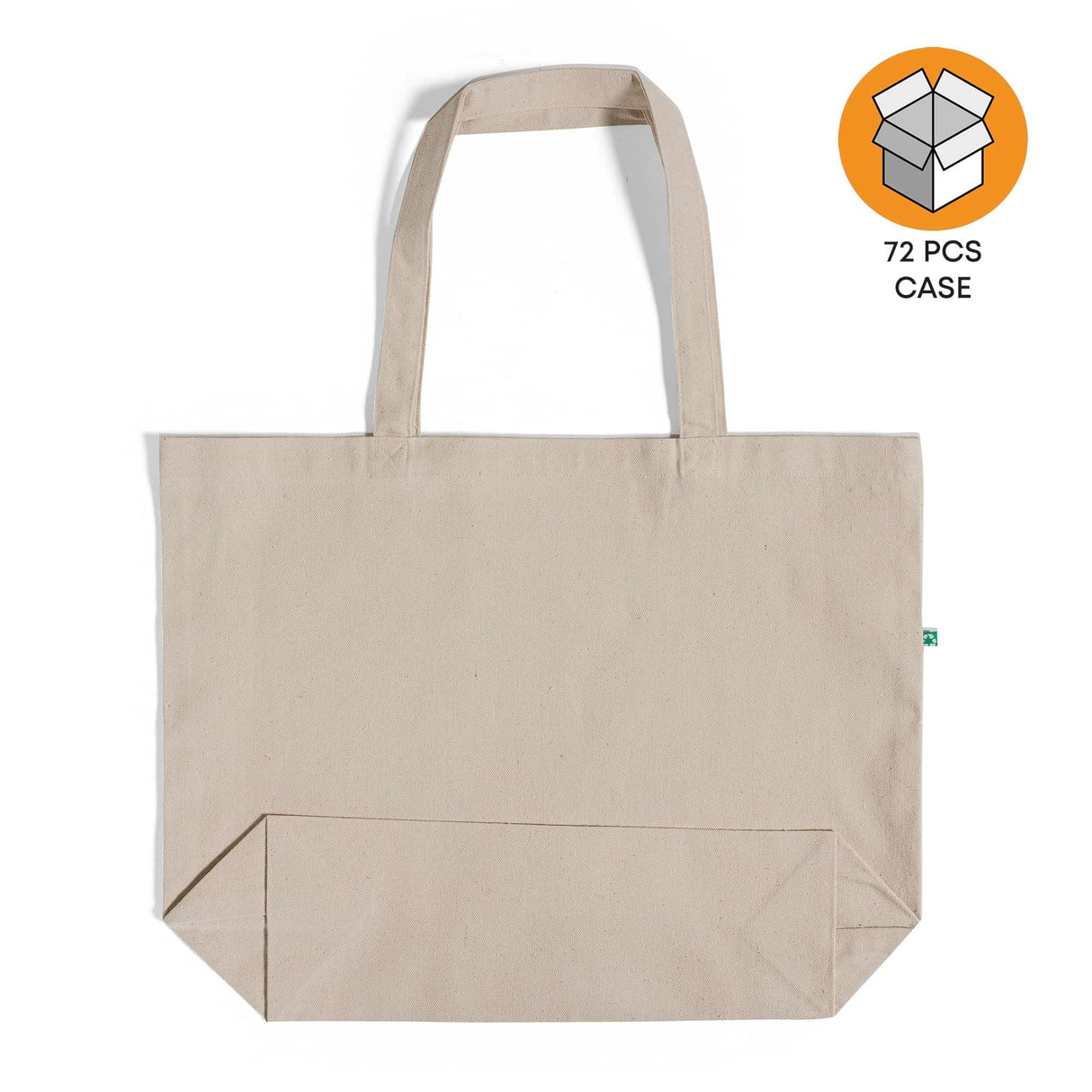 72 ct Large Recycled Cotton Canvas Tote Bags w/Gusset - By Case