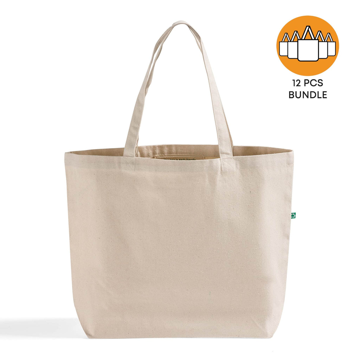 12 ct Large Recycled Cotton Canvas Tote Bags w/Gusset - By Dozen