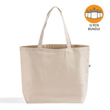 12 ct Large Recycled Cotton Canvas Tote Bags w/Gusset - By Dozen