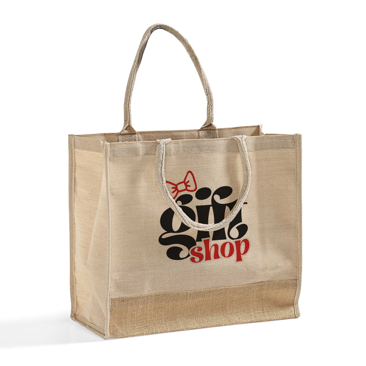 Large Reusable Jute Blend Tote Bags Customized - Personalized Large Reusable Jute Tote Bags With Your Logo - TJ913