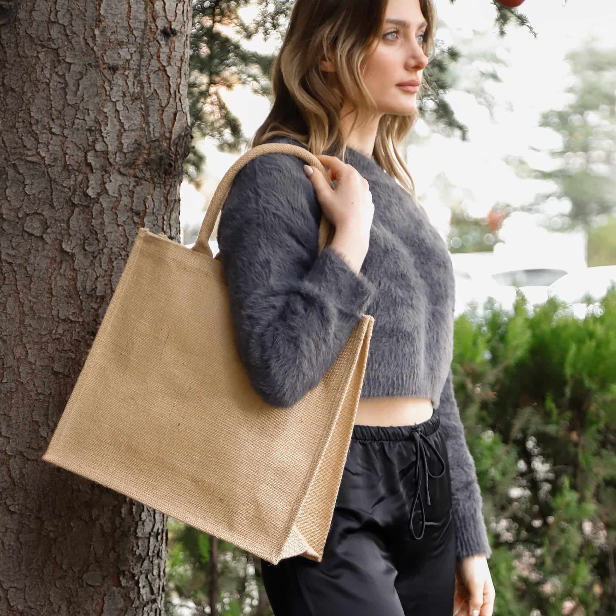 Large Burlap Shopping Bags / Reusable Jute Totes TJ889