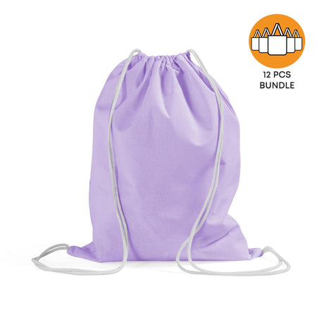 12 ct Economical Sport Cotton Drawstring Bag Cinch Packs - By Dozen