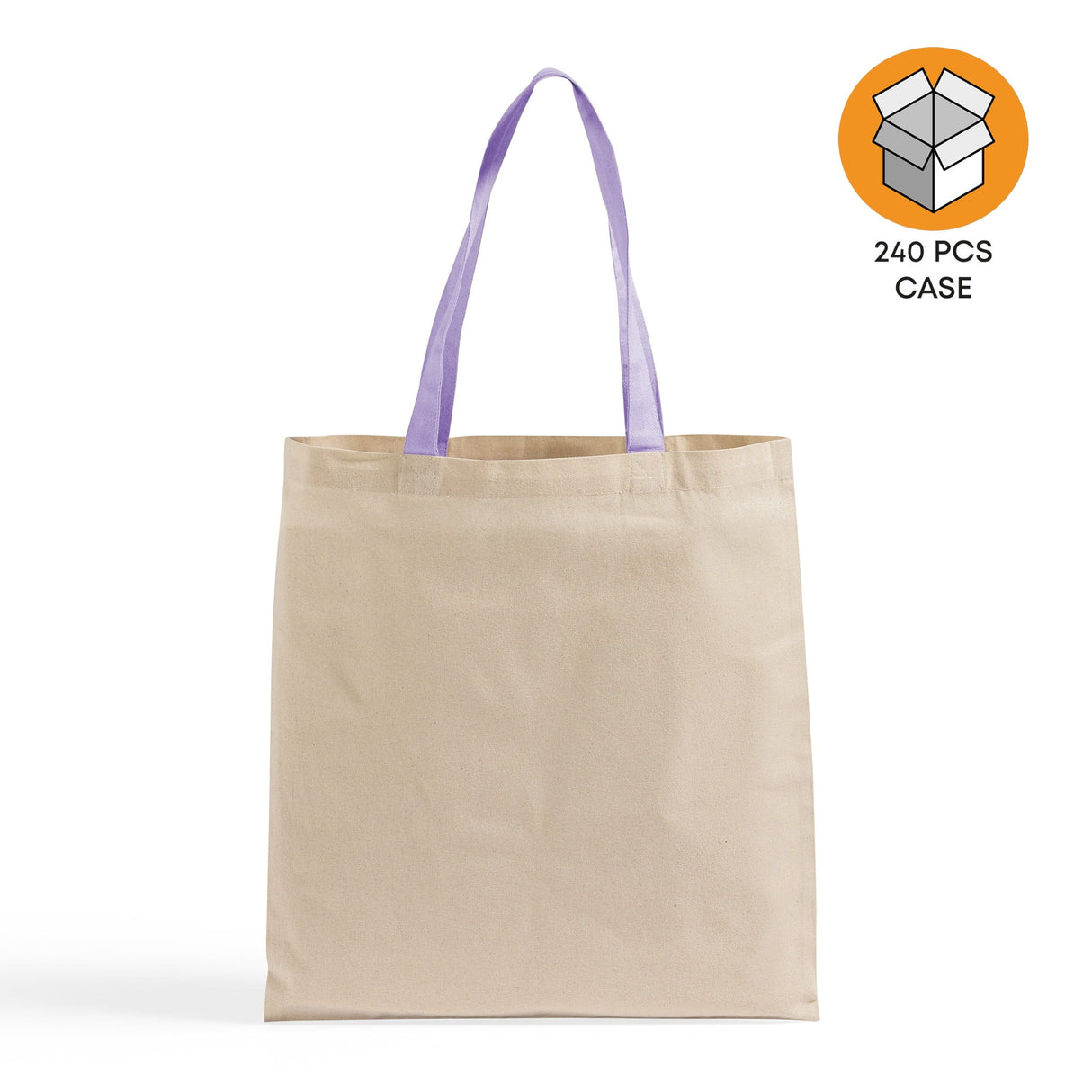 240 ct Wholesale Tote Bags With Color Handles 100% Cotton - By Case