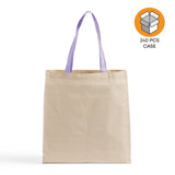240 ct Wholesale Tote Bags With Color Handles 100% Cotton - By Case