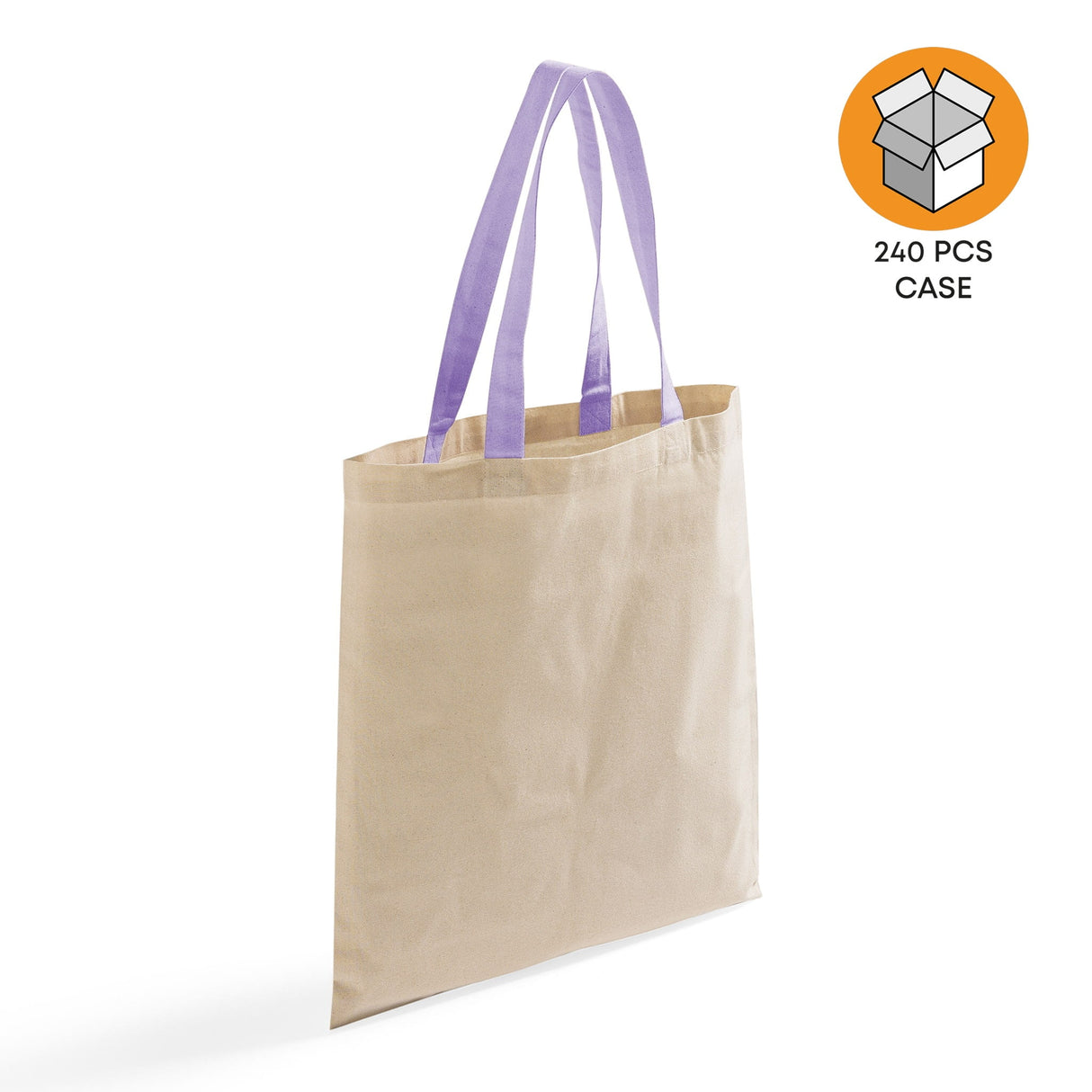 240 ct Wholesale Tote Bags With Color Handles 100% Cotton - By Case