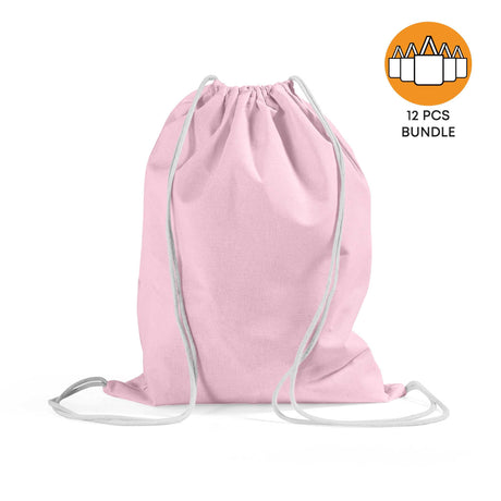 12 ct Economical Sport Cotton Drawstring Bag Cinch Packs - By Dozen