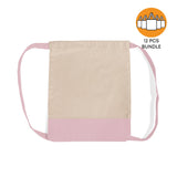 12 ct Two Tone Canvas Sport Backpacks / Wholesale Drawstring Bags - By Dozen