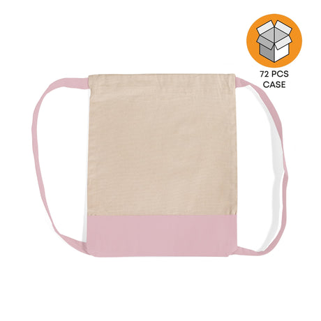 72 ct Two Tone Canvas Sport Backpacks / Wholesale Drawstring Bags - By Case