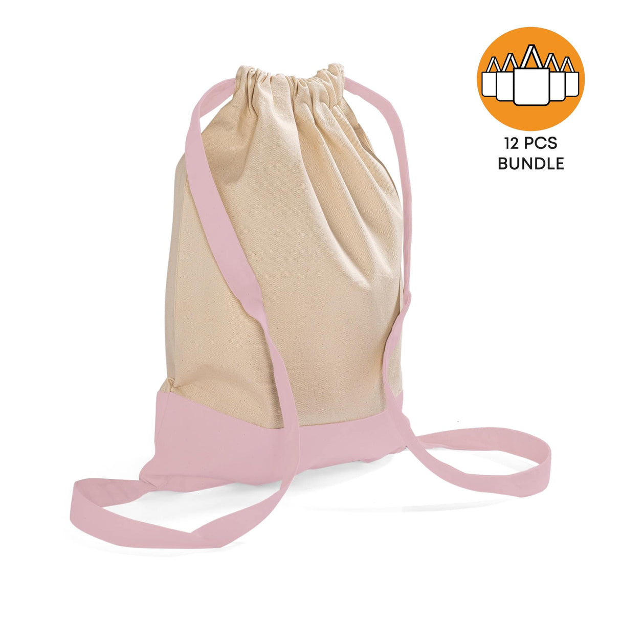 12 ct Two Tone Canvas Sport Backpacks / Wholesale Drawstring Bags - By Dozen