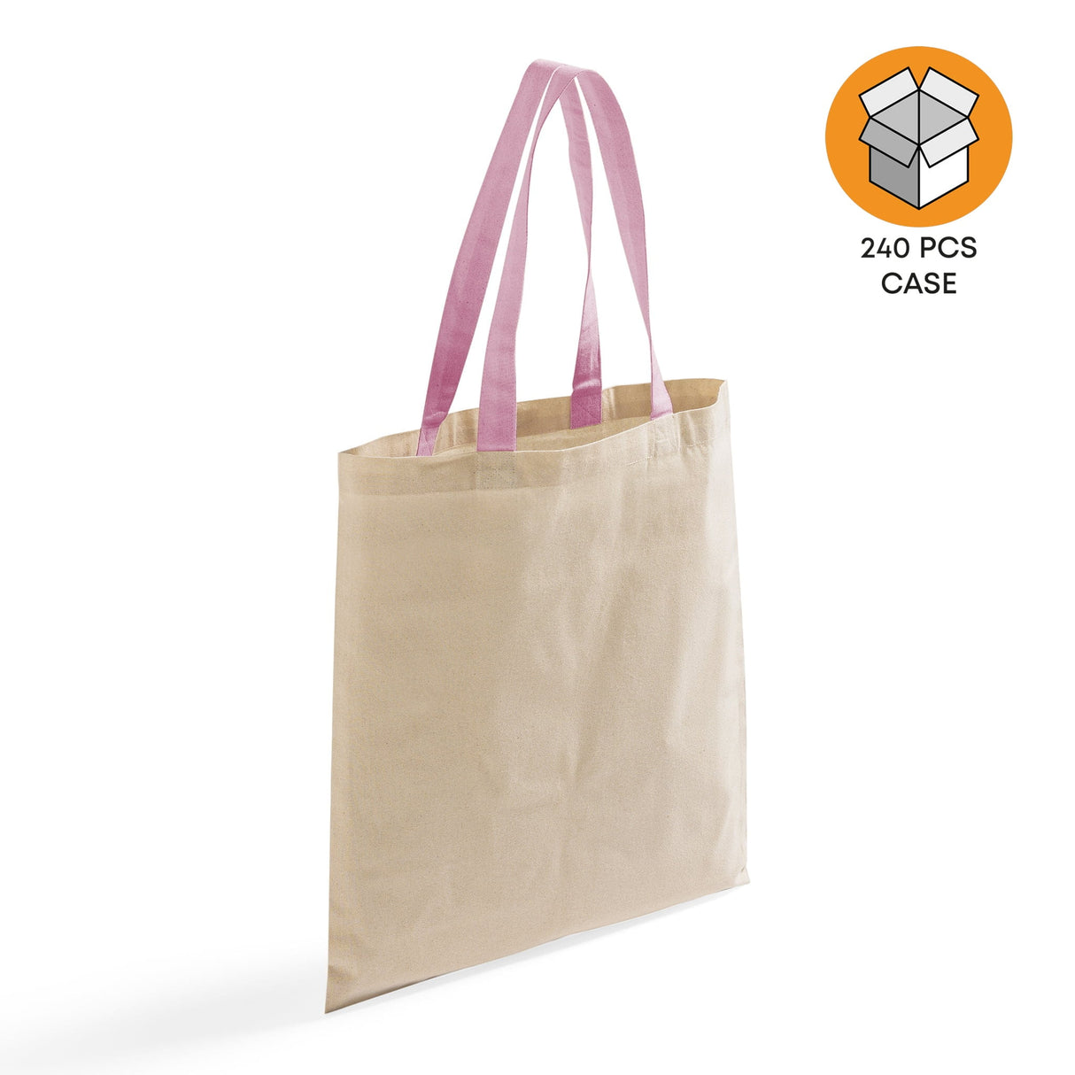 240 ct Wholesale Tote Bags With Color Handles 100% Cotton - By Case
