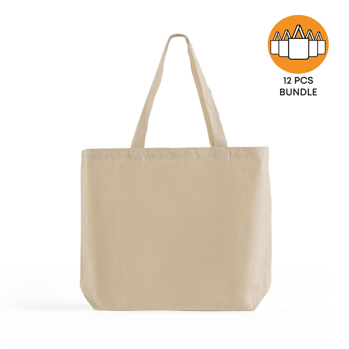 12 ct Med/Large Canvas Wholesale Tote Bag with Long Handles - By Dozen