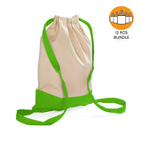 12 ct Two Tone Canvas Sport Backpacks / Wholesale Drawstring Bags - By Dozen