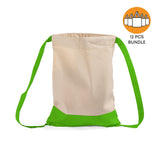 12 ct Two Tone Canvas Sport Backpacks / Wholesale Drawstring Bags - By Dozen