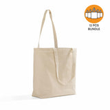 12 ct Large Size Light Canvas Tote Bag with Long Handles - By Dozen