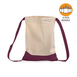 12 ct Two Tone Canvas Sport Backpacks / Wholesale Drawstring Bags - By Dozen