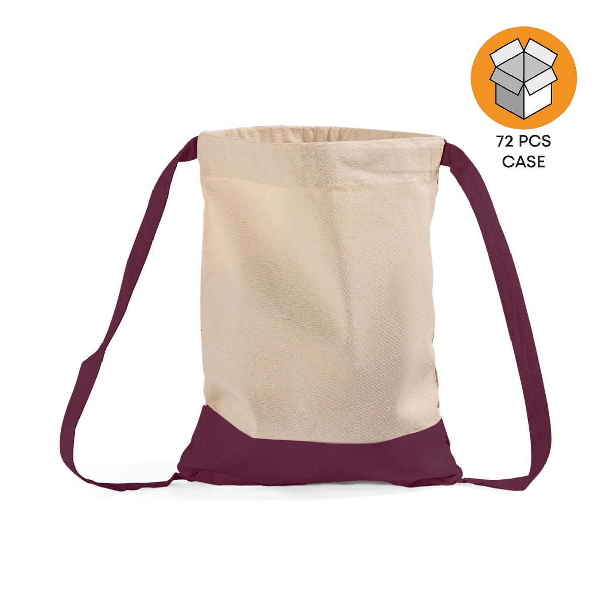 72 ct Two Tone Canvas Sport Backpacks / Wholesale Drawstring Bags - By Case