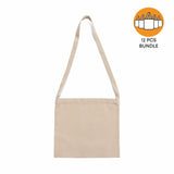 12 ct Small Messenger Canvas Tote Bag with Long Straps - By Dozen