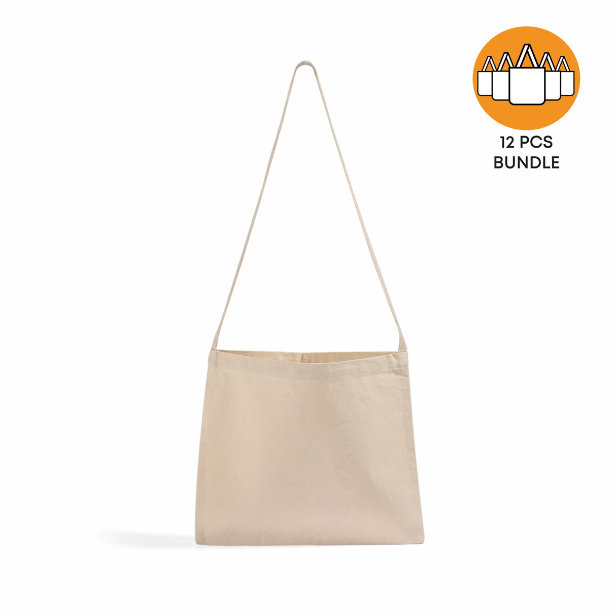 12 ct Small Messenger Canvas Tote Bag with Long Straps - By Dozen