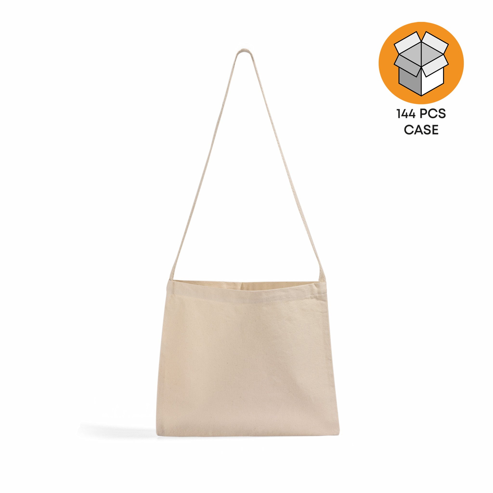 144 ct Small Messenger Canvas Tote Bag with Long Straps - By