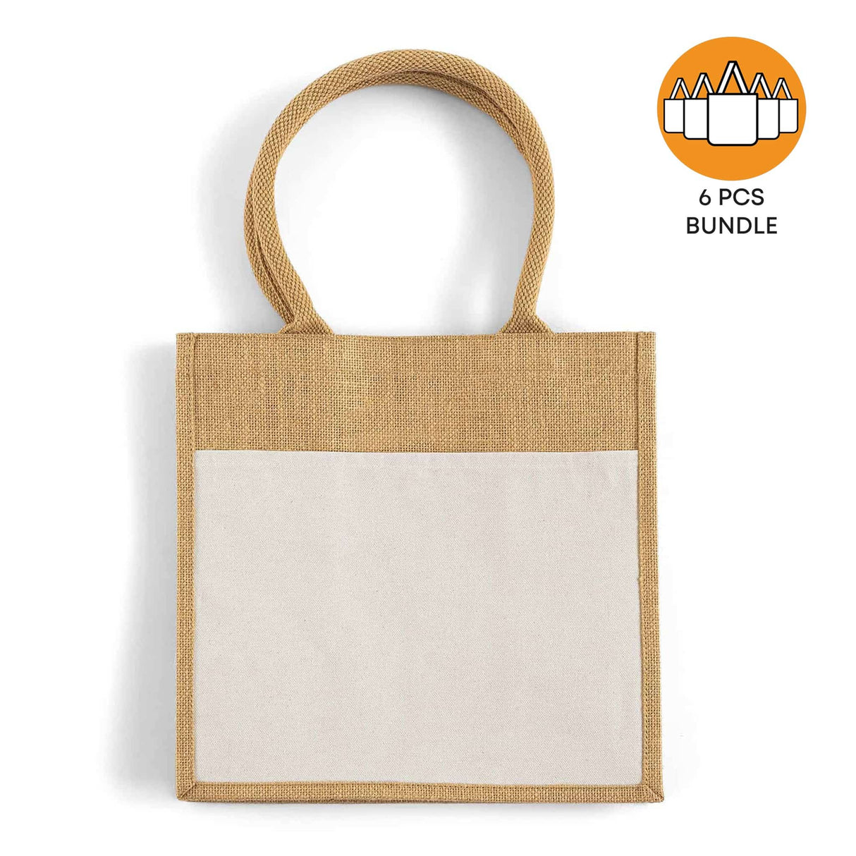 6 ct Medium Easy-Print Jute Bag - By Bundle