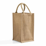 natural burlap four bottle wine bag
