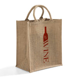 Custom Jute Wine Bag with Divider, Various Sizes