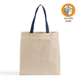 240 ct Wholesale Tote Bags With Color Handles 100% Cotton - By Case