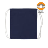 Navy Small Canvas Drawstring Backpack Bundle