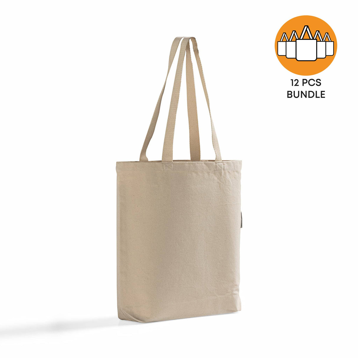 12 ct Organic Cotton Canvas Grocery Tote Bags W/Gusset - By Dozen