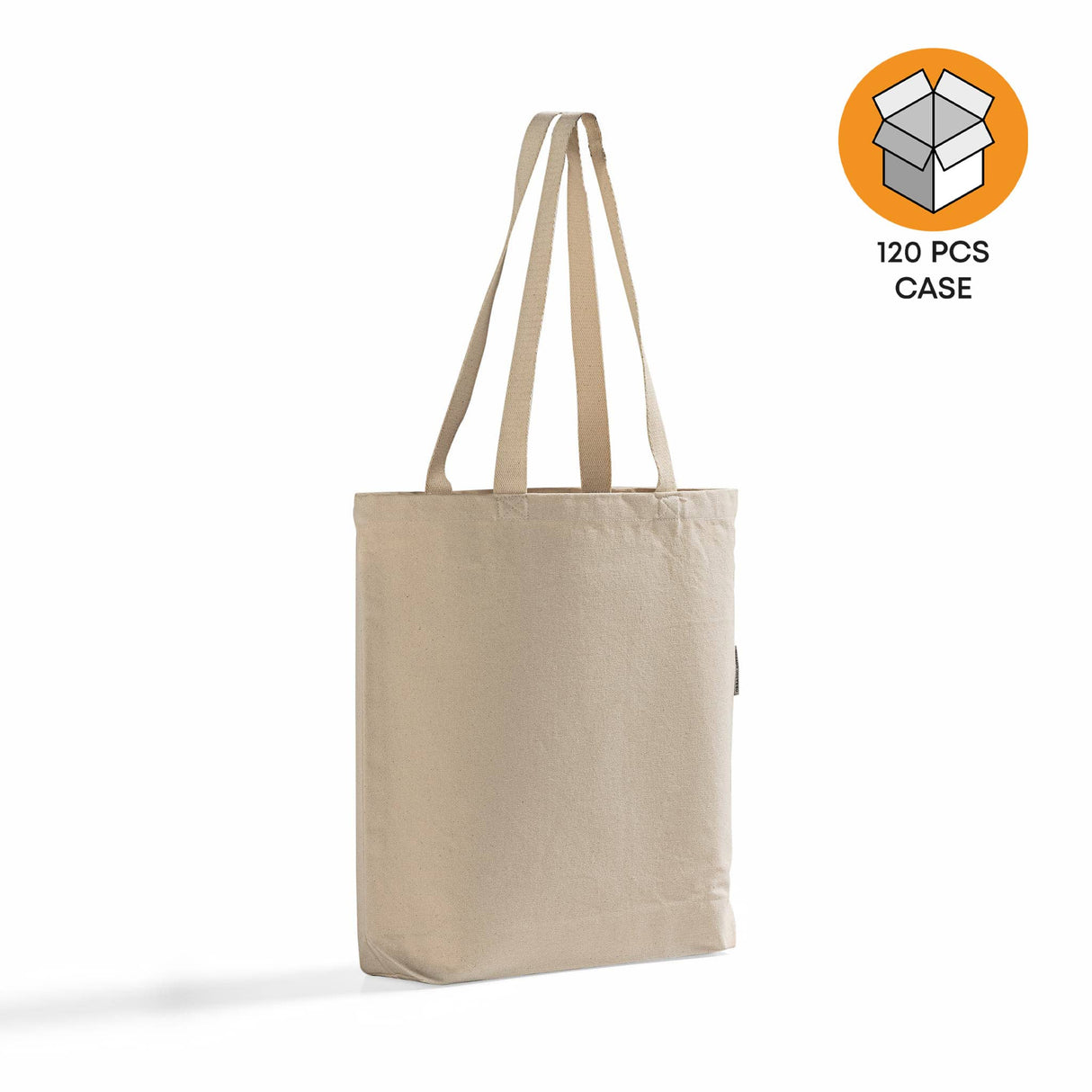 120 ct Organic Cotton Canvas Grocery Tote Bags W/Gusset - By Case