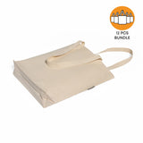 12 ct Organic Cotton Canvas Grocery Tote Bags W/Gusset - By Dozen