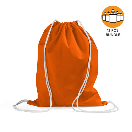 12 ct Economical Sport Cotton Drawstring Bag Cinch Packs - By Dozen