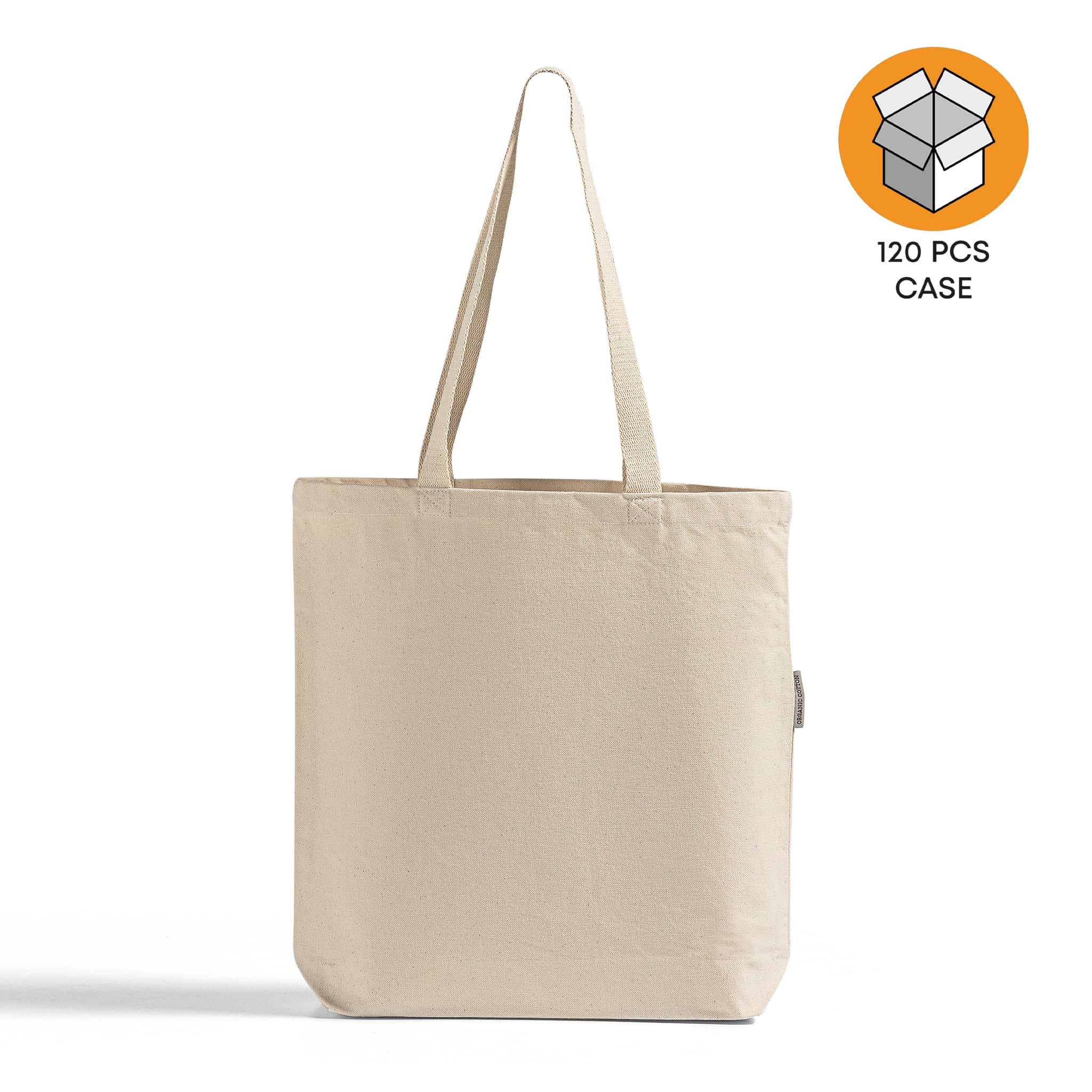 120 ct Organic Cotton Canvas Grocery Tote Bags W/Gusset - By Case