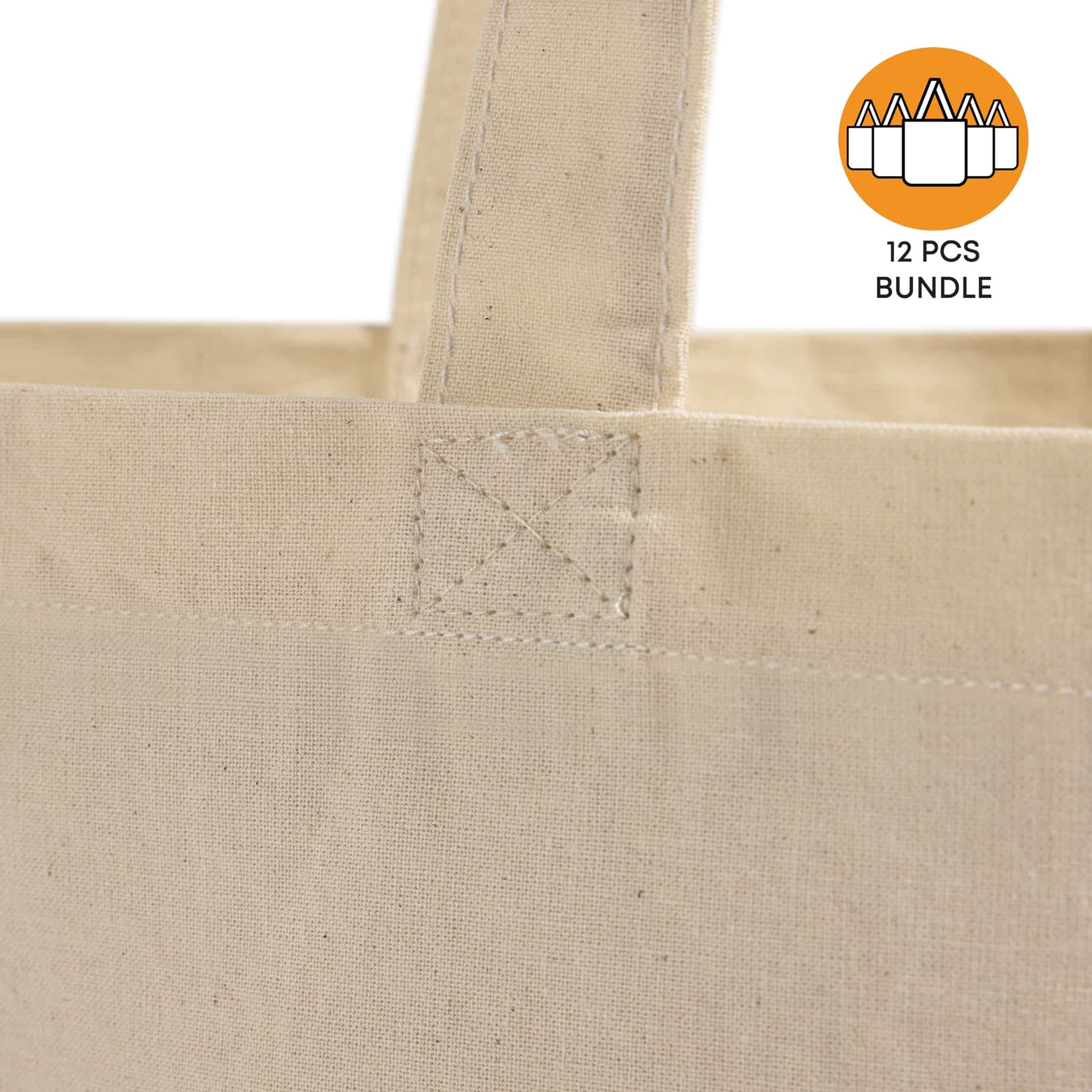 12 ct Organic Cotton Canvas Tote Bags with Gusset - By Dozen