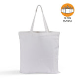 12 ct Sublimation 100% Polyester Canvas Tote Bags White - By Dozen