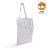 12 ct Sublimation 100% Polyester Canvas Tote Bags White - By Dozen