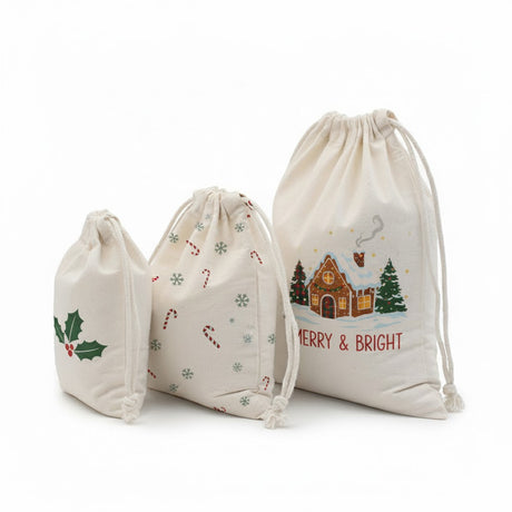 Cotton Canvas Value Drawstring Pouches / Favor Bags Customized - Personalized Drawstring Pouches With Your Logo