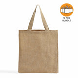 12 ct Wholesale Burlap Bags - Promotional Jute Tote Bags - Pack of 12