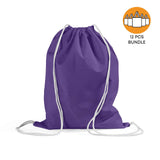 12 ct Economical Sport Cotton Drawstring Bag Cinch Packs - By Dozen