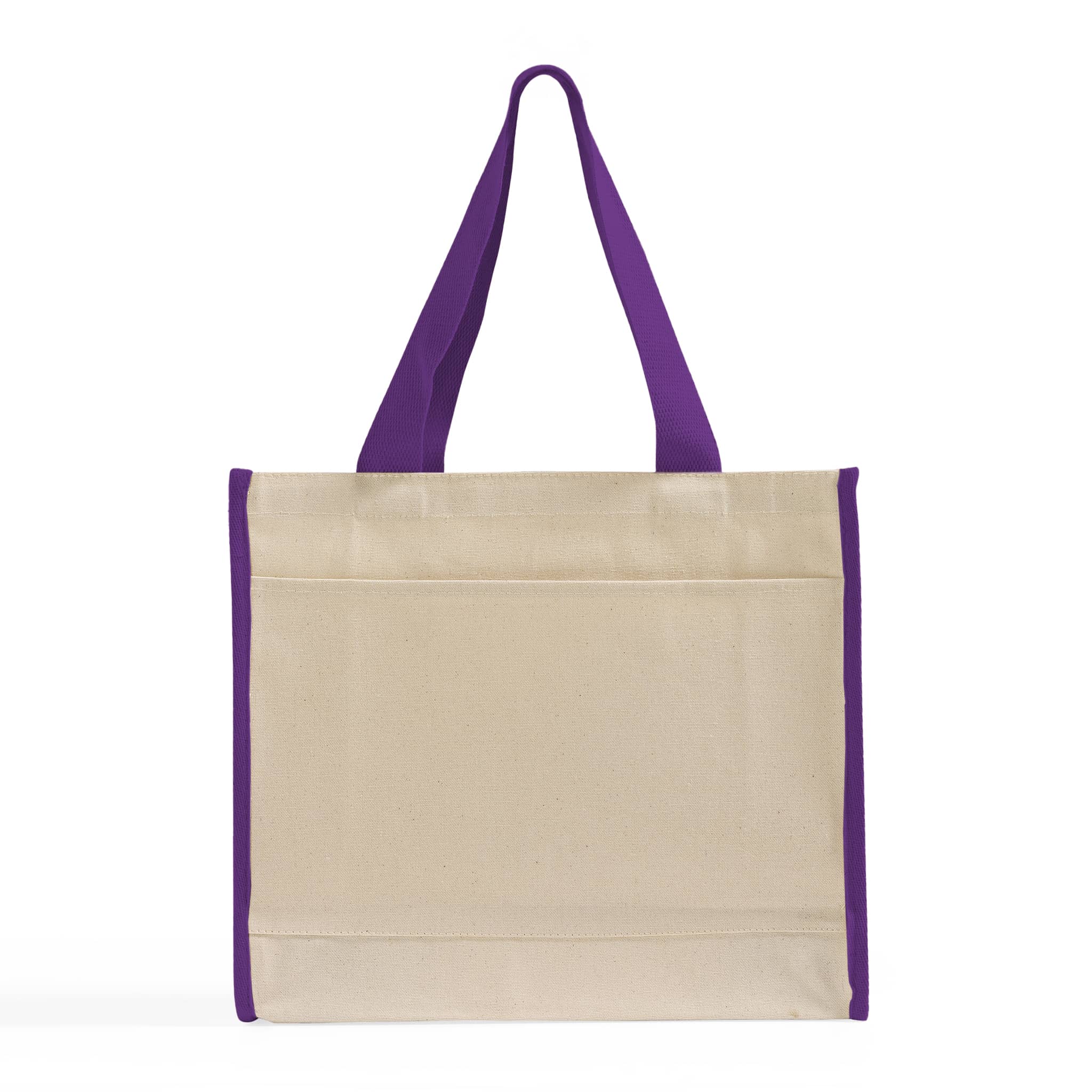 Heavy Canvas Tote Bag with Colored Trim