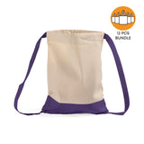 12 ct Two Tone Canvas Sport Backpacks / Wholesale Drawstring Bags - By Dozen