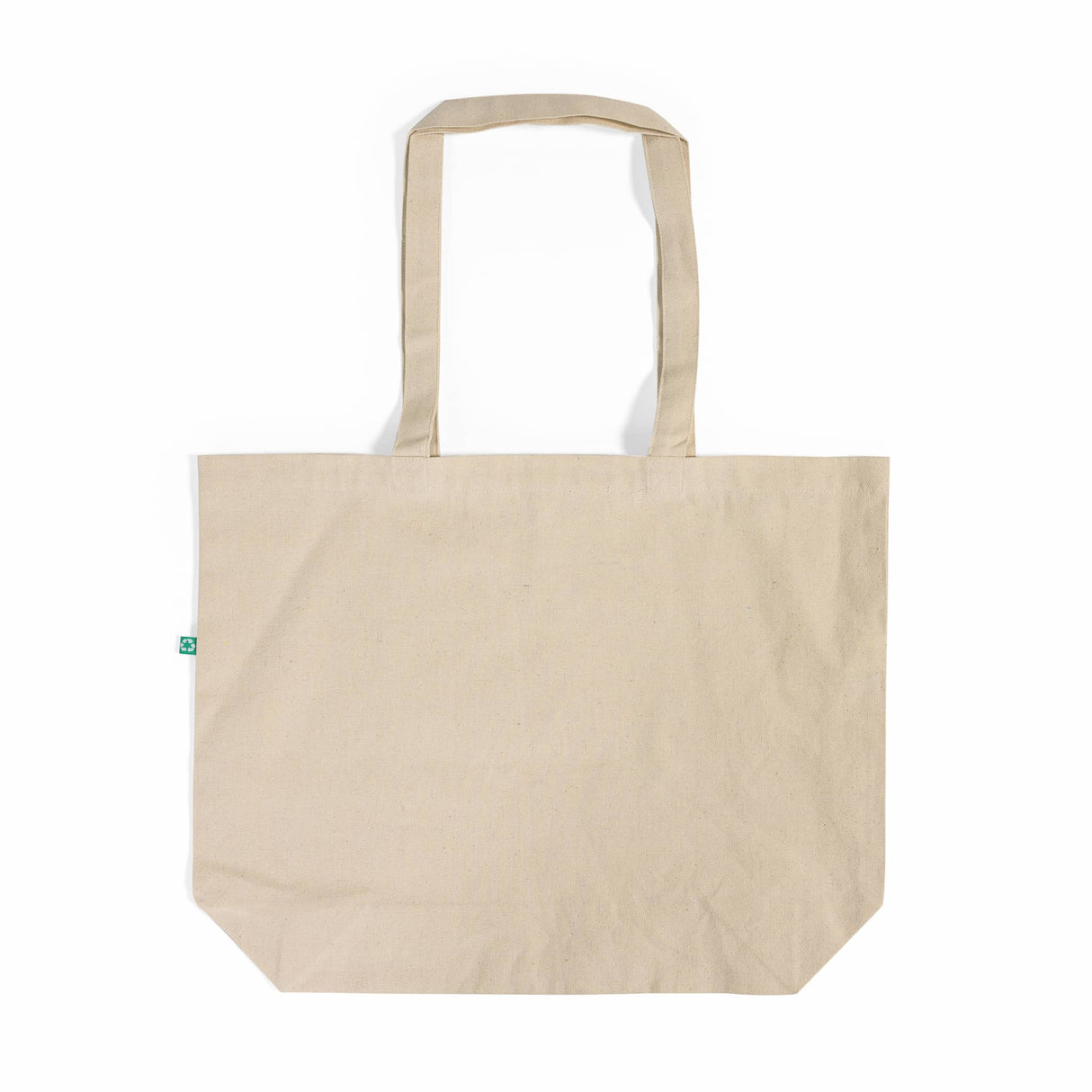 Flat lay of the Recycled Trader's Canvas Tote, showcasing its spacious design and large imprint area.