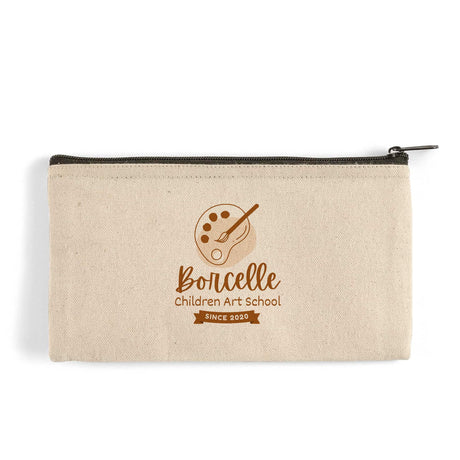 Rectangular Jute / Canvas Pouch with Zipper Closure w/ Your Logo