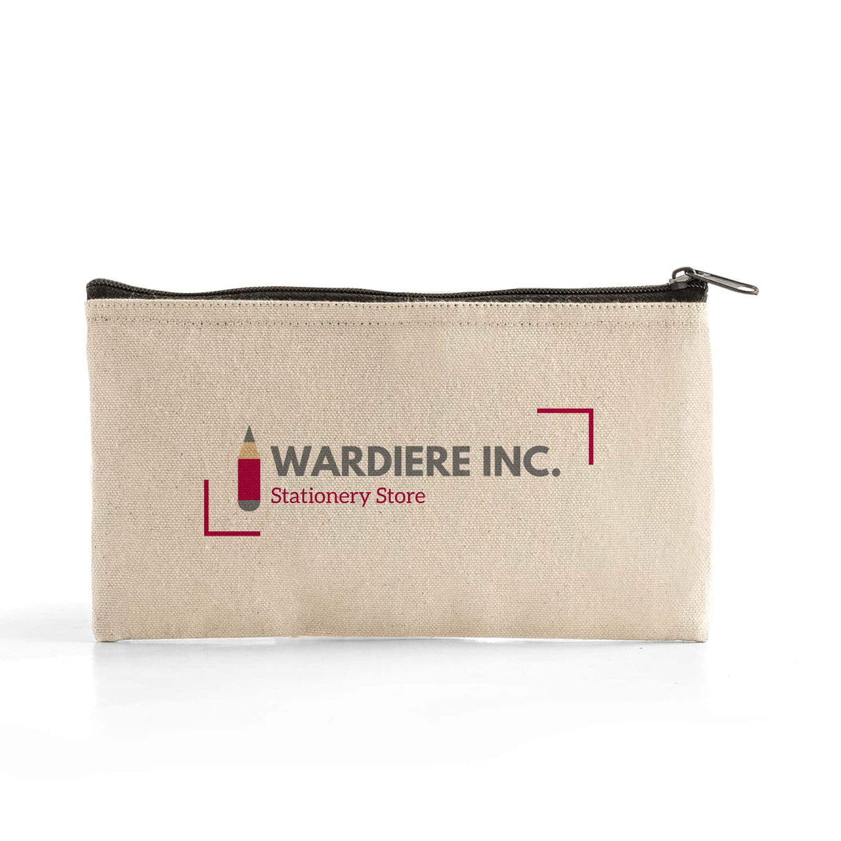 Rectangular Jute / Canvas Pouch with Zipper Closure w/ Your Logo