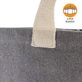 6 ct Recycled Canvas Flat Tote Bag / Basic Book Bag - Pack of 6