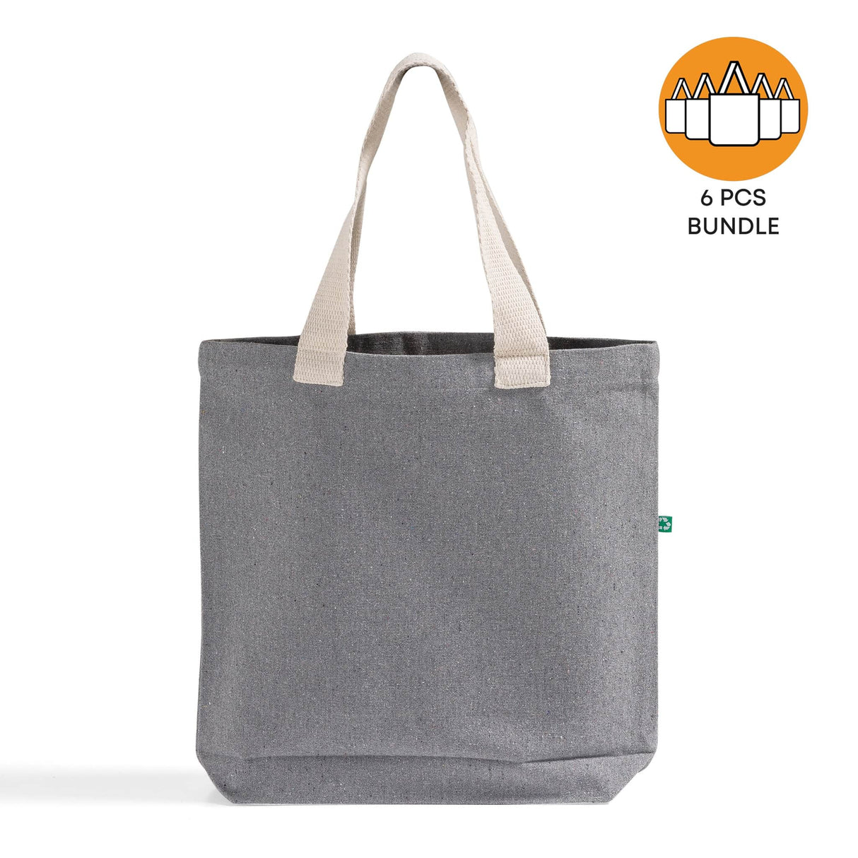 6 ct Recycled Canvas Tote Bag With Bottom Gusset - By Bundle