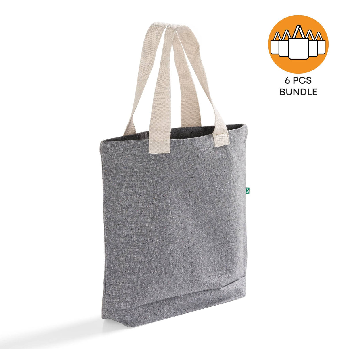 6 ct Recycled Canvas Tote Bag With Bottom Gusset - By Bundle