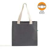 6 ct Recycled Canvas Flat Tote Bag / Basic Book Bag - Pack of 6