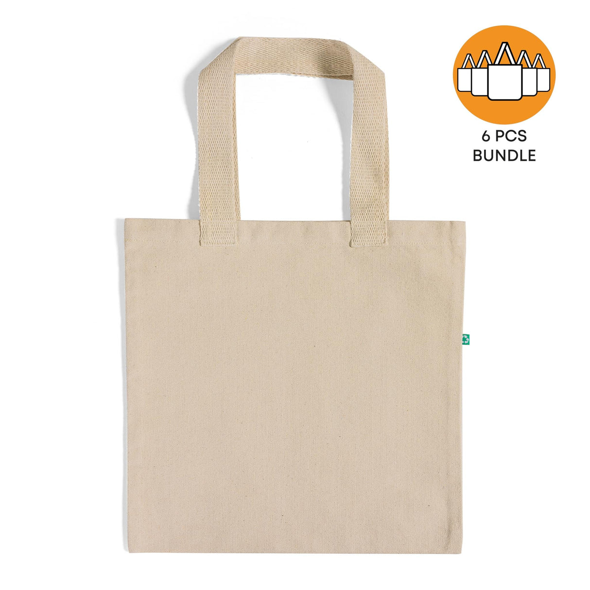 6 ct Recycled Canvas Flat Tote Bag / Basic Book Bag - Pack of 6